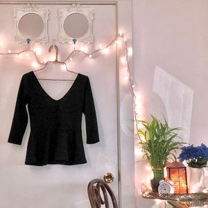 Black Lace Printed Peplum Top.